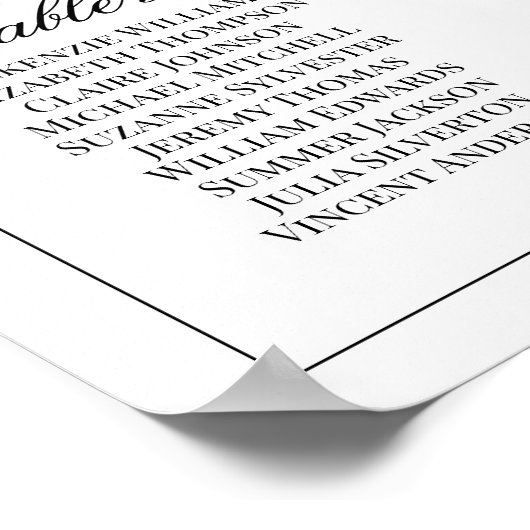 12 Tafel Eenvoudige & Elegante Trouwstoel Grafiek Poster (Hoek)