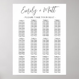 12 Tafel Eenvoudige Moderne Huwelijkszitgrafiek Poster
