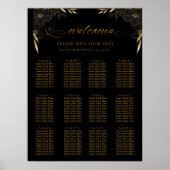 12 Tafel Elegant Zwart Bruiloft Zitting Grafiek Bo Poster (Voorkant)