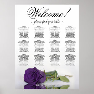 12 Tafel Elegante Konings Paarse Roos Zitplaatskaa Poster