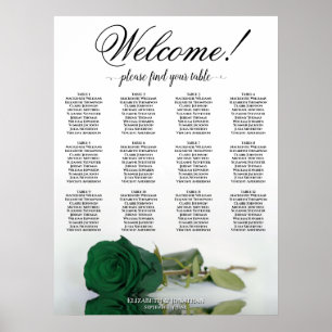 12 Tafel Elegante Smaragdgroene Roos Stoelenindeli Poster