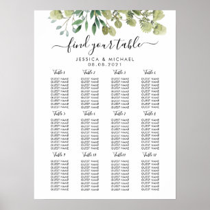 12 Tafel Grote Trouwgast Stoelenkaart Poster