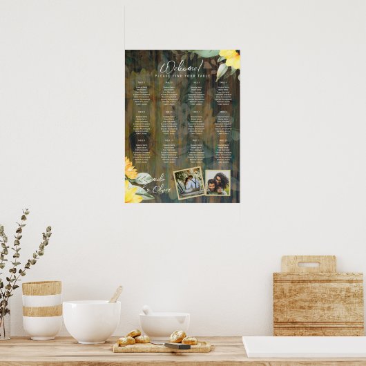 12 Tafel Landelijke Houten ZONNEBLOEMEN FOTO ZITTI Poster (Keuken)