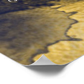 12 tafel marineblauw Abstract bruiloft zitgrafiek Poster (Hoek)