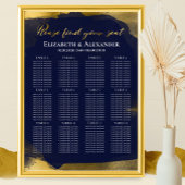 12 tafel marineblauw Abstract bruiloft zitgrafiek Poster