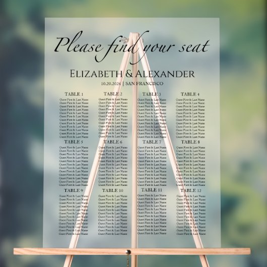 12 Tafel Minimalistische Wedding Acryl Zitting Gra Acryl Bord (Neutraal)