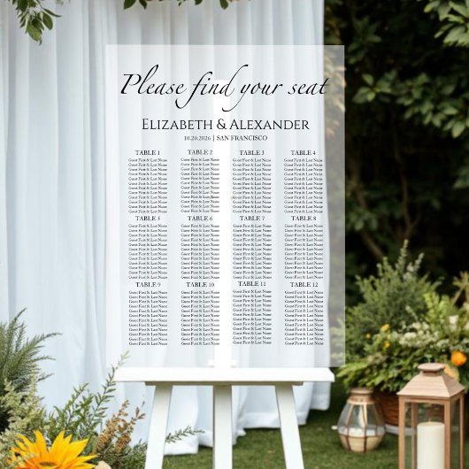 12 Tafel Minimalistische Wedding Acryl Zitting Gra Bord