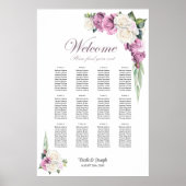 12 Tafel Roze Witte Roos Bloemen Zitting Grafiek Poster (Voorkant)