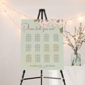 12 Tafel Salie & Blush Bloemen Trouwstoel Zitting Poster