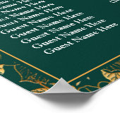 12 Tafel Smaragdgroen & Goud Bloemen Zitting Grafi Poster (Hoek)