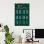12 Tafel Smaragdgroen & Goud Bloemen Zitting Grafi Poster (Thuiskantoor)