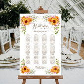 12 Tafel Sunflower Rozen Bruiloft Zitplaatskaart Poster