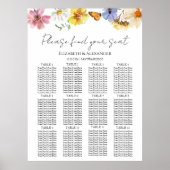 12 Tafel Wildflower Boho Bruiloft Zitkaarten Poster (Voorkant)