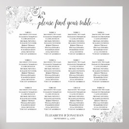 12 Tafel-witbruiloft-zitje Silver Frills Poster