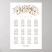 12 Tafel Witte Bloem Bruiloftstoelindeling Poster (Voorkant)