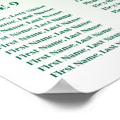 12 Tafel Zitting Grafiek Sjabloon Groene Glitter Poster (Hoek)