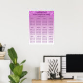 12 Tafel Zitting Grafiek Sjabloon Roze Glitter Poster (Thuiskantoor)