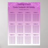 12 Tafel Zitting Grafiek Sjabloon Roze Glitter Poster (Voorkant)