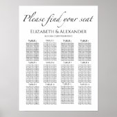 12 tafel zwart & wit bruiloft zitgrafiek poster (Voorkant)