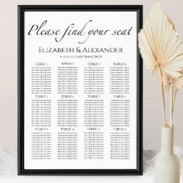 12 tafel zwart & wit bruiloft zitgrafiek poster