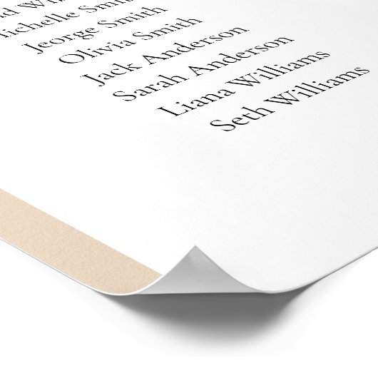 12 Tafels Beige Boog Vind Je Plaats Zitplaatsindel Poster (Hoek)