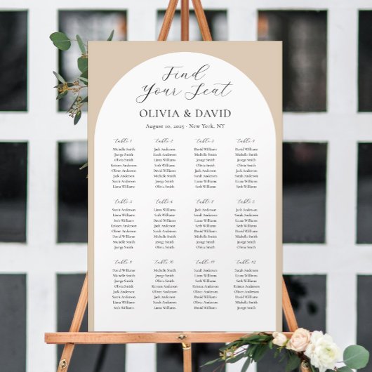 12 Tafels Beige Boog Vind Uw Plaats Zitplaatsindel Poster
