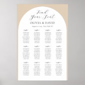 12 Tafels Beige Boog Vind Uw Plaats Zitplaatsindel Poster (Voorkant)