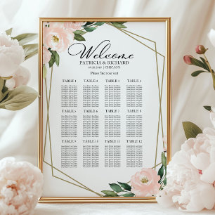 12 Tafels Blush Geometrisch Trouwstoelindeling Ove Poster