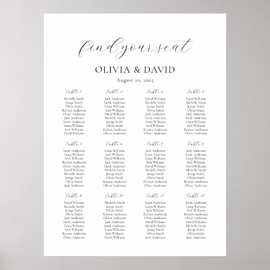 12 Tafels Eenvoudig Onze Favoriete Mensen Zittings Poster (Voorkant)