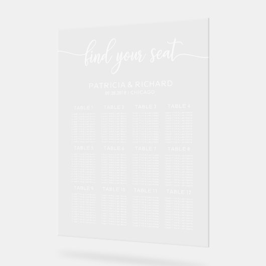 12 Tafels Elegant Bruiloft Zitschema Acryl Bord (Hoek)