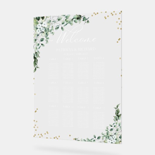 12 Tafels Groen Bruiloft Zitschema Acryl Bord (Hoek)