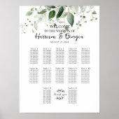 12 tafels groen elegante trouwstoelindeling poster (Voorkant)
