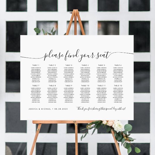 12 Tafels Modern Vind Je Plaats Zitplaats Chart Poster
