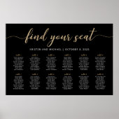 12 Tafels Vind uw Seat Black Zitkaarten Plan Poster (Voorkant)