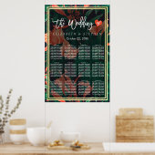 12 Tafels Zitkaart Tropisch Bloemen Goud Lijst Poster (Keuken)