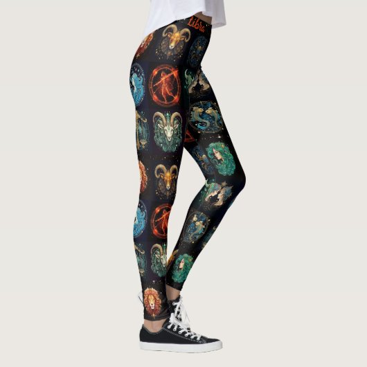 12 Tekens van de Zodiac Custom Black Hoge kwalitei Leggings (Rechts)