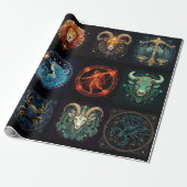 12 Tekens van de Zodiac Mooi Verjaardagscadeau Cadeaupapier (Uitgerold)