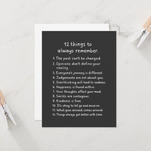 12 Things To Always Remember  Kaart (Voorkant / Achterkant in situ)