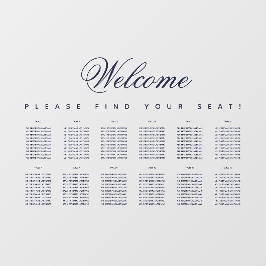 12 Transparante weergave tabel Blauw script Raamsticker (Vel)