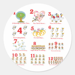 12 twaalf dagen van kerst compleet ronde sticker
