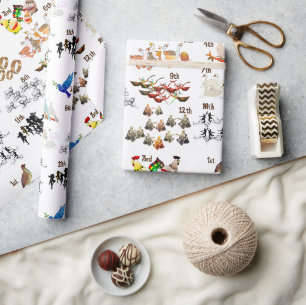 12 Twaalf Dagen van Kerst Tissuepapier Cadeaupapier