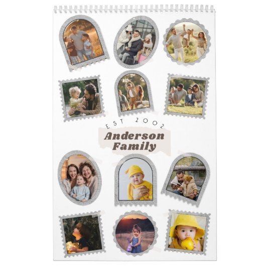 12 Twaalf foto Modern Elegant Collage Family Love Kalender (Hoes)