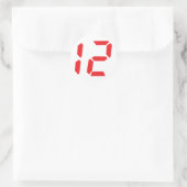 12 Twaalf rode wekker digitaal nummer Ronde Sticker (Tas)