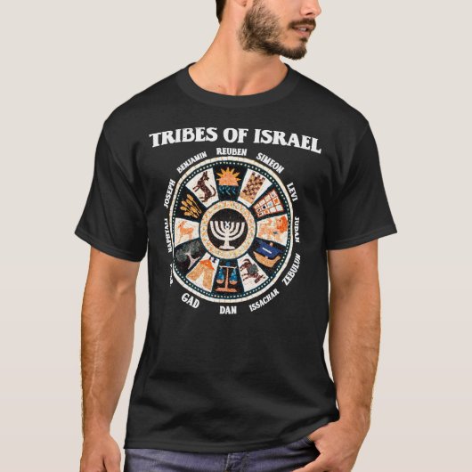 12 Twelve Tribes of Israel Hebrew Israelite Judah  T-shirt (Voorkant)