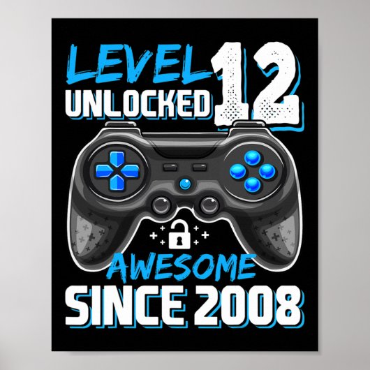 12 Unlocked Geweldige 2008 Videospel 12e Verjaarda Poster (Voorkant)