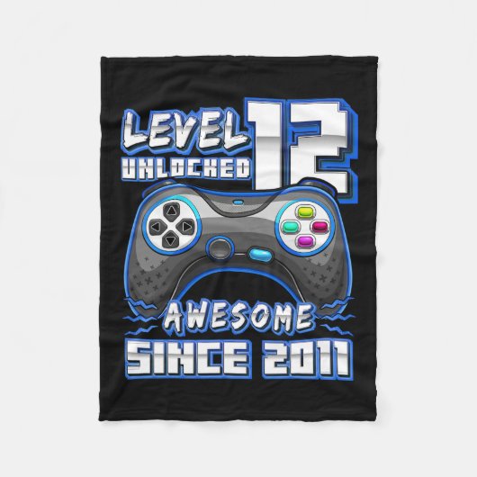 12 Unlocked Geweldige 2011 Videospel 12e Verjaarda Fleece Deken (Voorkant)