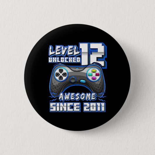 12 Unlocked Geweldige 2011 Videospel 12e Verjaarda Ronde Button 5,7 Cm (Voorkant)