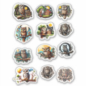 12 verschillende uil Stickers (Voorkant)
