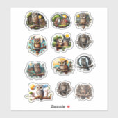 12 verschillende uil Stickers (Vel)