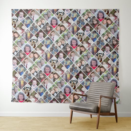 12 vierkante fotocollage-raster met tekst - funky wandkleed (In Situ (horizontaal))